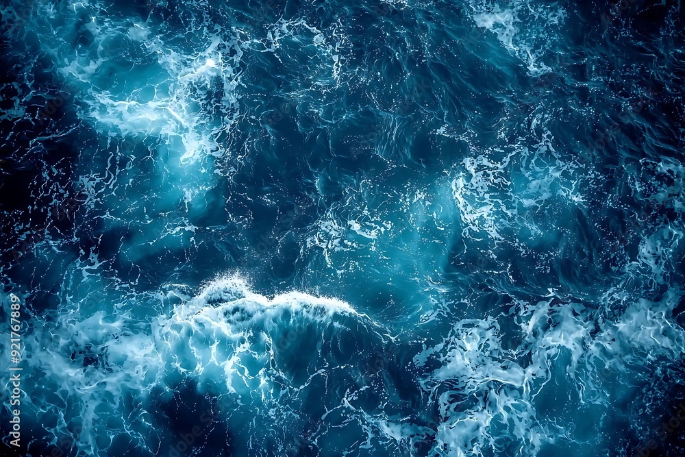 Aerial View of Ocean Waves with White Foam. Aerial View of Ocean Waves with White Foam.