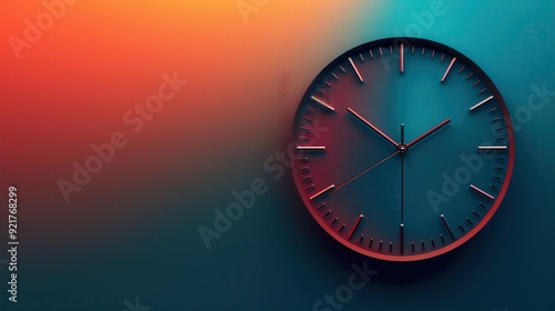 Wallpaper Mural Modern Analog Clock with Red and Blue Gradient Background Torontodigital.ca