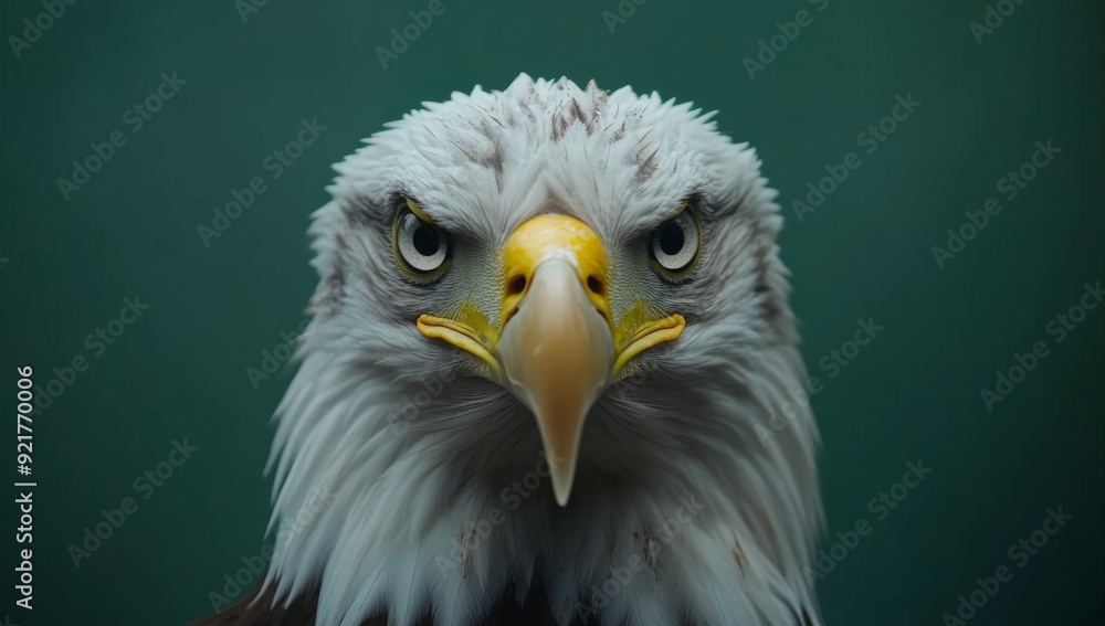 Bald Eagle headshot portrait on a green background Bald Eagle headshot portrait on a green background