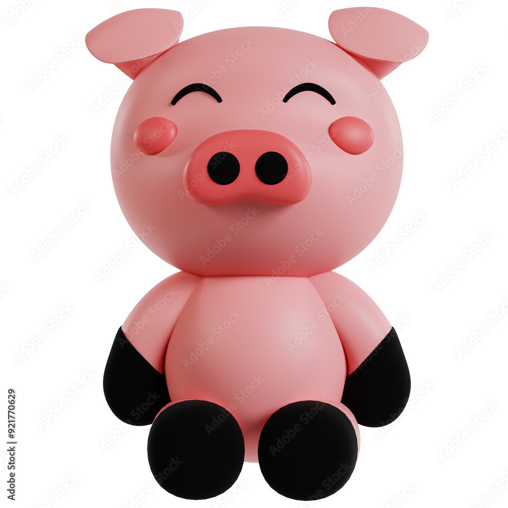 Fototapeta premium Cheerful Pink Piglet