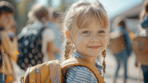 Wallpaper Mural Little Girl with Backpack Outdoors Torontodigital.ca