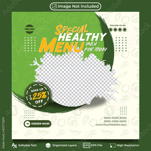 editable special healthy and tasty salad menu food social media template