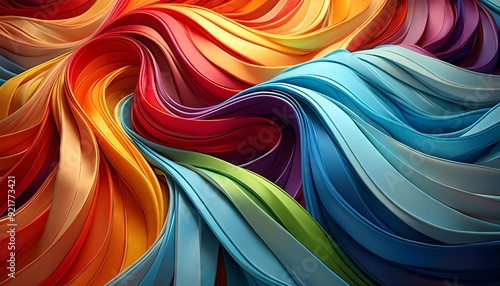 Rainbow ribbon twisted 3D background