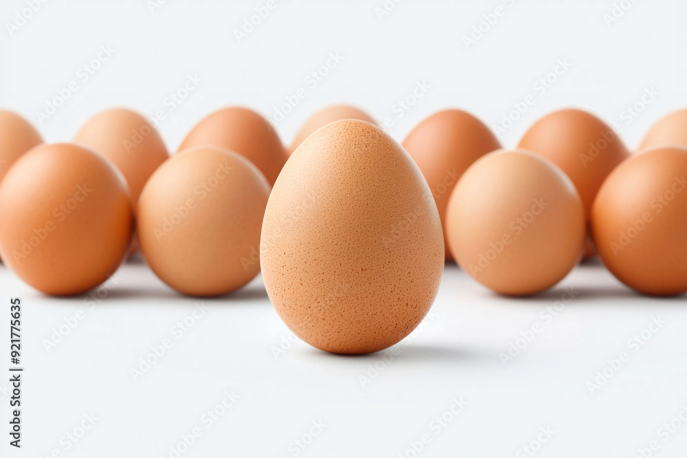 A close-up of a single egg surrounded by multiple eggs, showcasing their smooth, natural textures and light brown colors. A close-up of a single egg surrounded by multiple eggs, showcasing their smooth, natural textures and light brown colors.