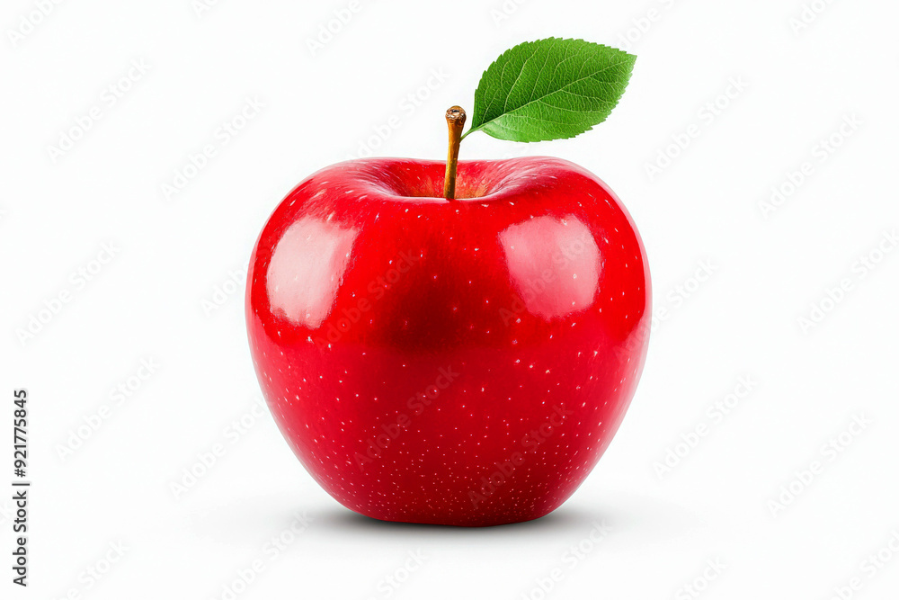 A vibrant red apple with a fresh green leaf, perfect for representing health, nutrition, and fresh produce in your projects. A vibrant red apple with a fresh green leaf, perfect for representing health, nutrition, and fresh produce in your projects.