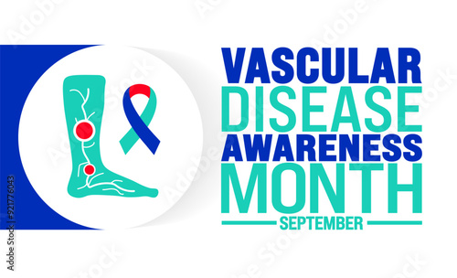 National Vascular Disease Awareness Month  is observed every year in September. Holiday concept. Template for background, banner, card, poster, placard, design template with unique shapes.
