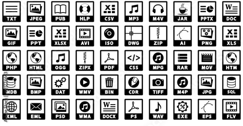 Mega Set Of Vector File Formats Vector Symbols Apps, Websites Ui Designs Suitable For File,Edit,Open,Extension,Document Vector Icon Set Linear Pictogram Pack
