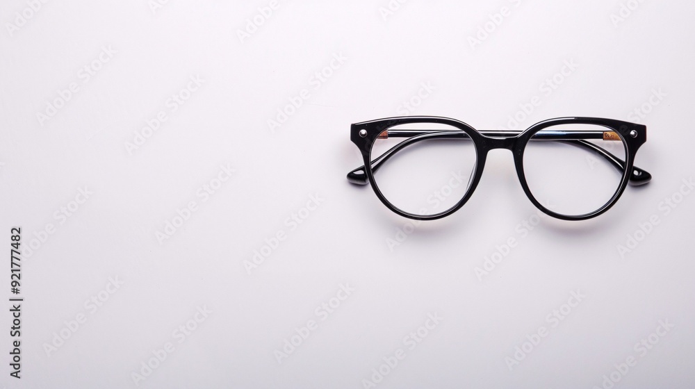 Flat lay of vision examination charts, eyewear, and a trial frame on a white backdrop, with room for text. Flat lay of vision examination charts, eyewear, and a trial frame on a white backdrop, with room for text.