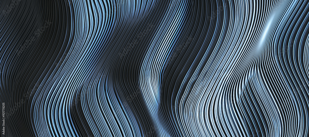 Modern gray wavy pattern wide background. 3D Rendering. Modern gray wavy pattern wide background. 3D Rendering.