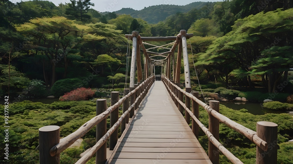 wooden bridge in the forest wooden bridge in the forest