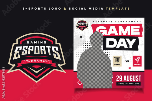 E-sports Logo and Banner Flyer Template for Gaming Team or Tournament