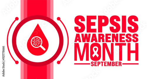 sepsis awareness month is observed every year in September. Holiday concept. Template for background, banner, card, poster, placard, design template with unique shapes with standard color.