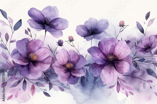 Wallpaper Mural Delicate Floral on Watercolor Canvas Torontodigital.ca