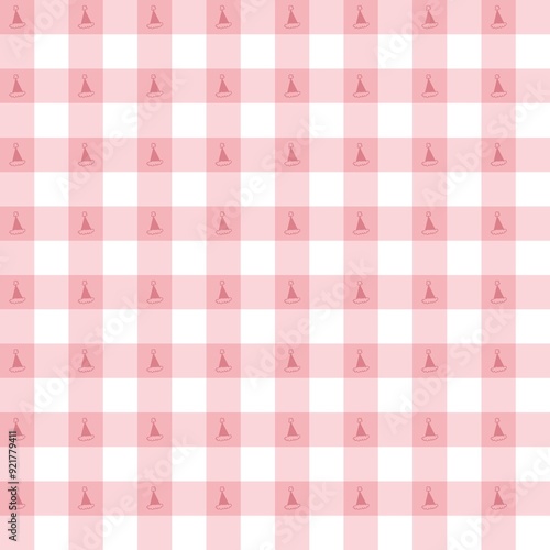 Christmas themed Gingham Seamless pattern in pink colour that can be used for printing on various surfaces like textiles or paper. This can also be used for digital work, backdrops etc 