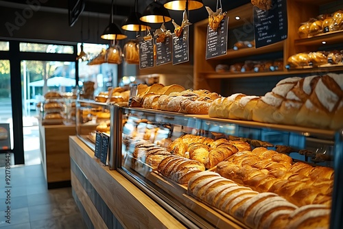 Wallpaper Mural Freshly baked bread loaves and pastries displayed in a bakery showcase. Torontodigital.ca