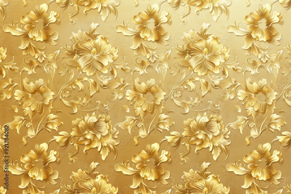 a luxurious gold background with intricate floral patterns, creating a rich and opulent feel. Ideal for use in high-end designs, it exudes elegance and sophistication. a luxurious gold background with intricate floral patterns, creating a rich and opulent feel. Ideal for use in high-end designs, it exudes elegance and sophistication.
