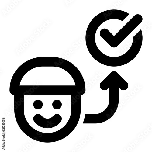 customer acquisition, customer, user, confirmed, accepted, approved, success outline icon