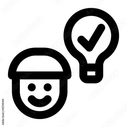 customer understanding, problem solving, solved, solution, idea, success, satisfied outline icon