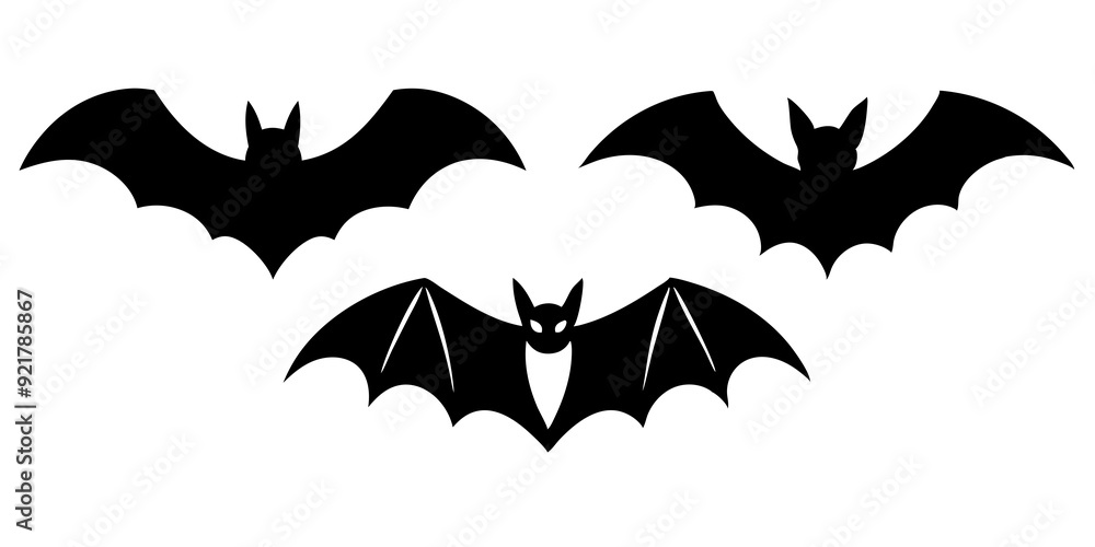 Naklejka premium Bat head icons vector art, Bat bat full black silhouette vector illustration