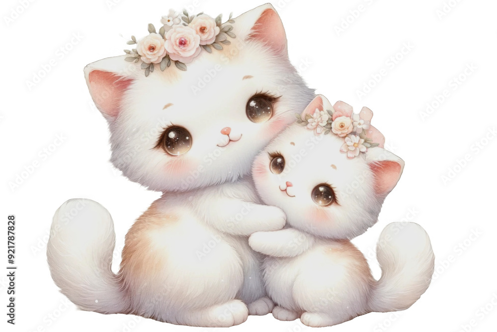 Mama cat with baby cat cartoon Mama cat with baby cat cartoon