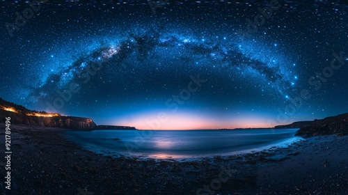 Milky Way Over the Ocean at Night.