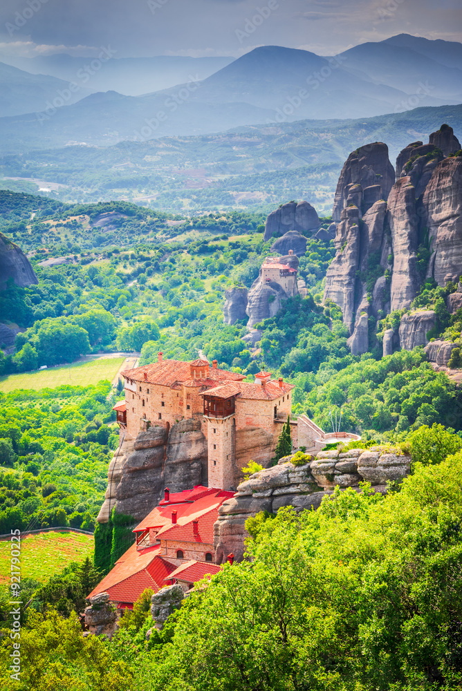 Meteora, Greece. Monastery of Roussanou, beautiful Thessaly landmark.