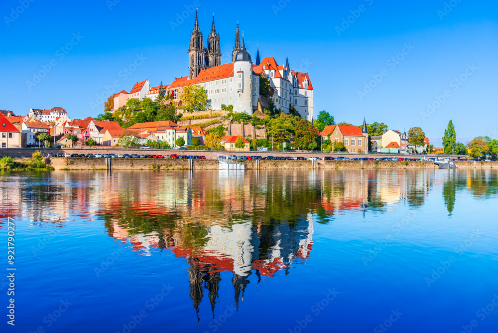 Meissen, Saxony. Albrechtsburg medieval burg and cathedral on the River Elbe, Germany travel sight.
