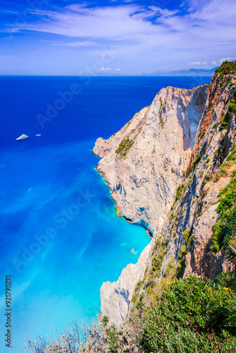 Obraz na płótnie Zakynthos, Greece. Famous Navagio Beach, Greek Islands. w salonie
