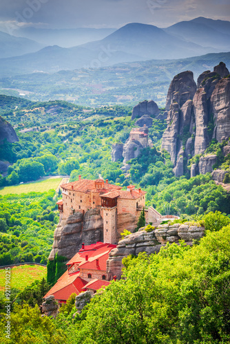Meteora, Greece. Monastery of Roussanou, beautiful Thessaly landmark.