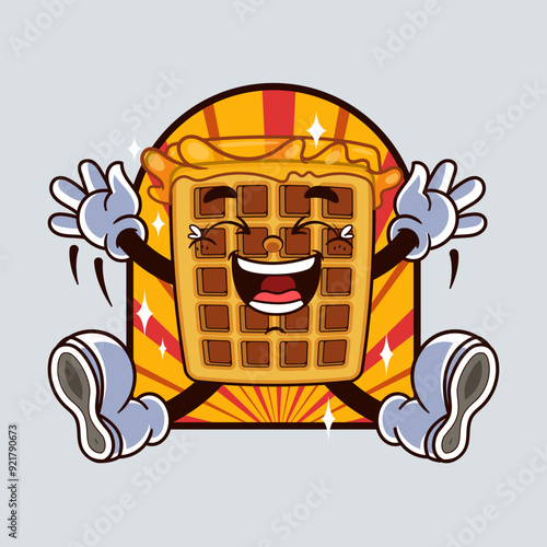 Joy Waffle Character Illustration Vintage and Retro Style