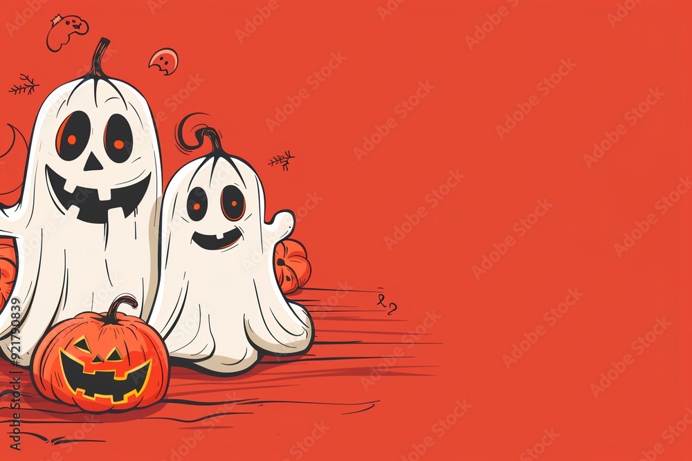 Fototapeta premium Funny Halloween illustration, free space