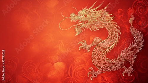 Happy chinese new year, year of the dragon zodiac sign beautiful red background.