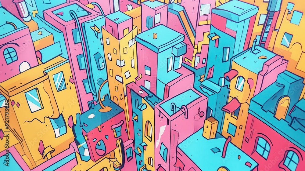 1 Graffiti street art flat design top view urban theme cartoon drawing colored pastel 1 Graffiti street art flat design top view urban theme cartoon drawing colored pastel