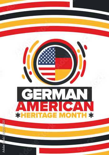 German-American Heritage Month. Happy holiday celebrate annual in October. Germany and United States flag. Culture month. Patriotic design. Poster, card, banner, template. Vector illustration