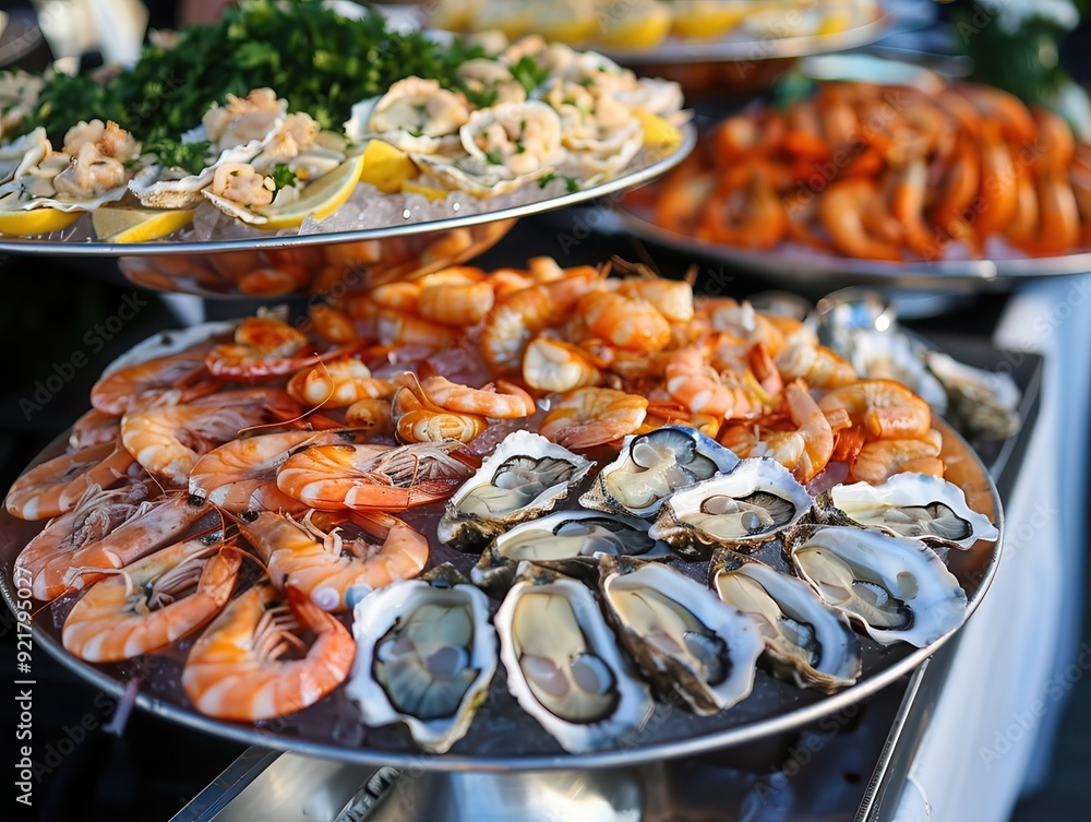 27 Fresh seafood stand with oysters and shrimp cocktail seaside event 27 Fresh seafood stand with oysters and shrimp cocktail seaside event