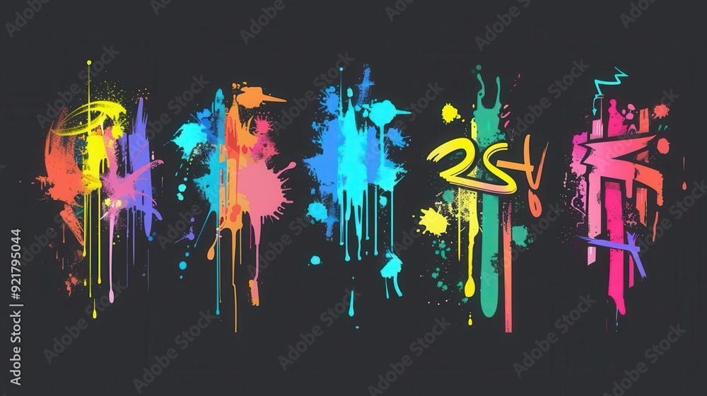 27 Urban spray symbols flat design side view street protest theme water color vivid 27 Urban spray symbols flat design side view street protest theme water color vivid
