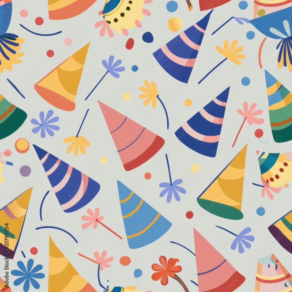 Seamless pattern of party horns and noise makers Seamless pattern of party horns and noise makers