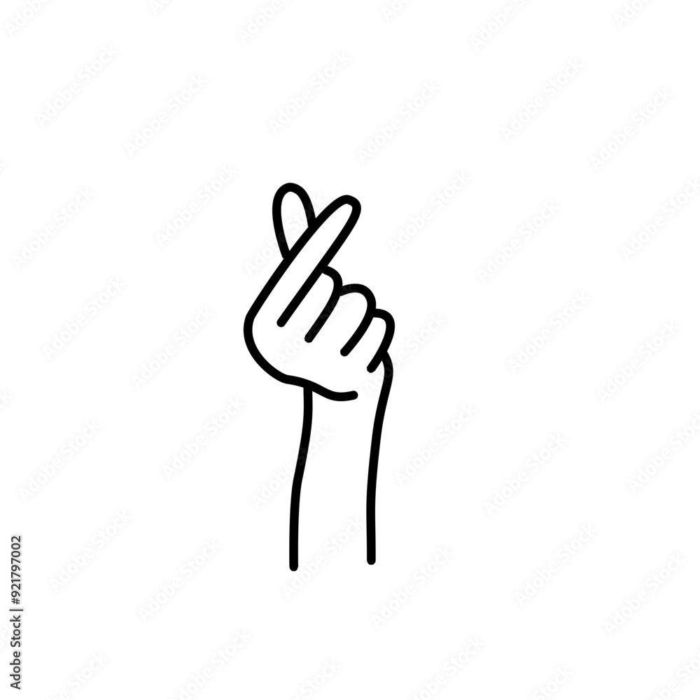 Hand drawn finger heart sign. Korean love symbol. Happy Valentines Day Hand drawn finger heart sign. Korean love symbol. Happy Valentines Day