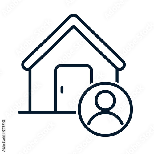 Concept of owner, tenant of the house. Vector linear icon isolated on white background.