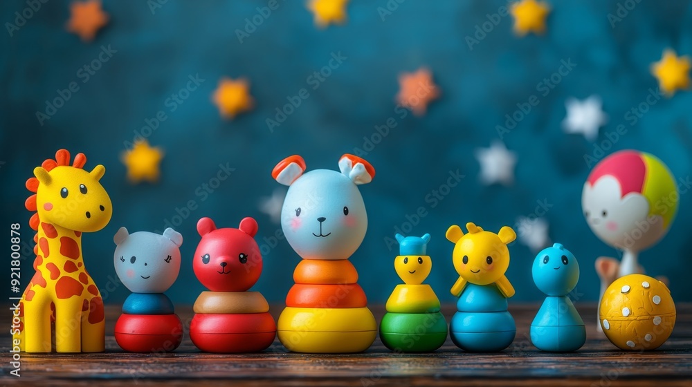 Colorful Stacking Toys with a Blue Background. Colorful Stacking Toys with a Blue Background.