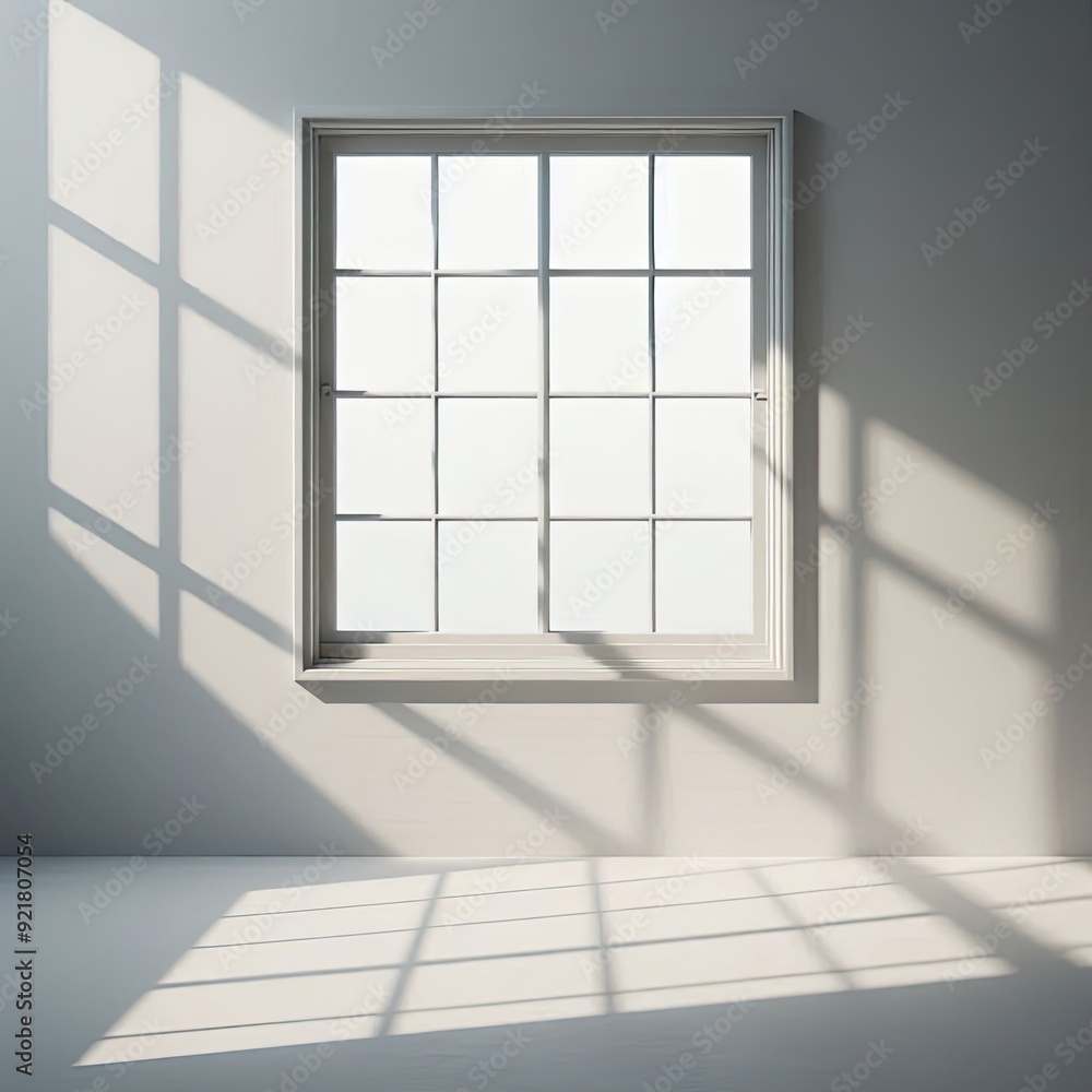 plain white wall, shadowed by the window, seen from the front, only the wall is visible. AI generative