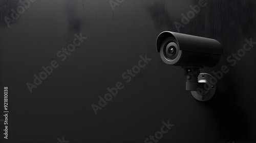 A surveillance camera with a high contrast image against a dark background
