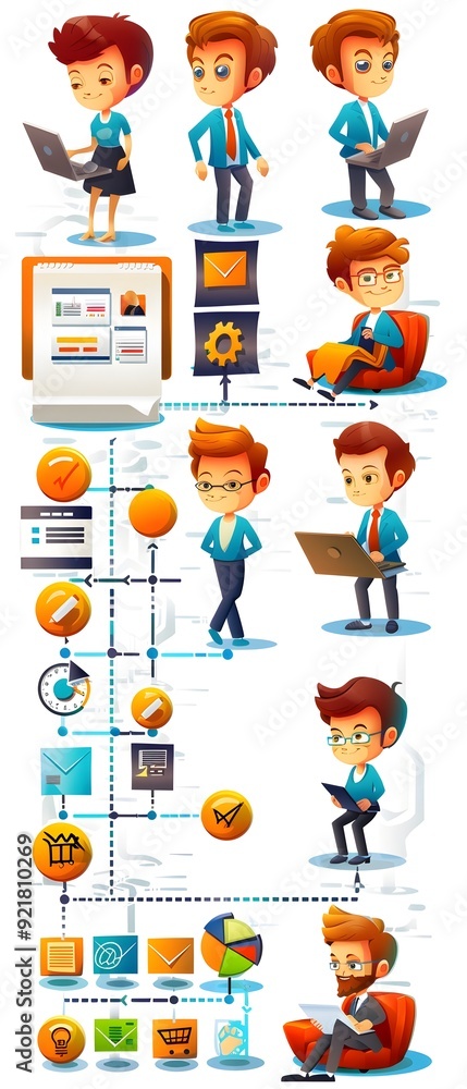 Business Process Workflow with People Illustration. Business Process Workflow with People Illustration.