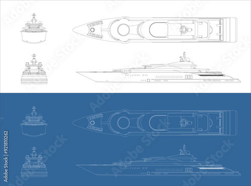 vector line drawing of sailboat yacht modern isolated in transparent background