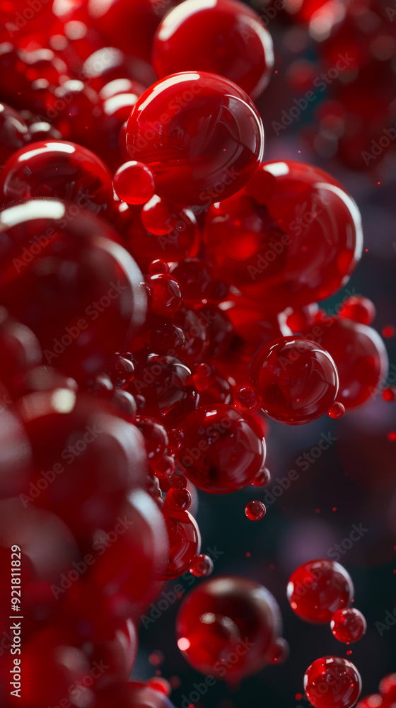 Close-up of a large number of red balls. Lots of red balls with soft color on a dark background. Copy space. Close-up of a large number of red balls. Lots of red balls with soft color on a dark background. Copy space.