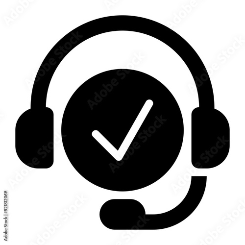 customer service, customer support, solution, solved, success, headphone solid glyph icon