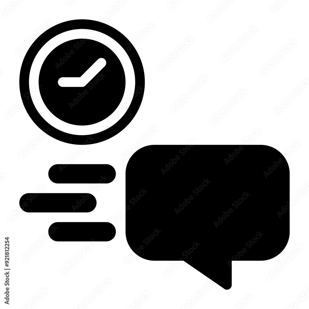 fast response, quick response, responsive, response time, chat, message solid glyph icon fast response, quick response, responsive, response time, chat, message solid glyph icon