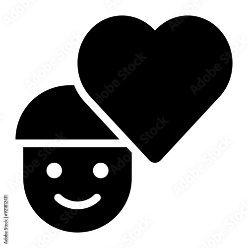 loyal customer, customer loyalty, customer intimacy, trust, love, satisfied solid glyph icon
