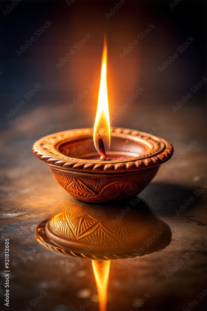 Diya Lamp Illuminated in the Night Diya Lamp Illuminated in the Night