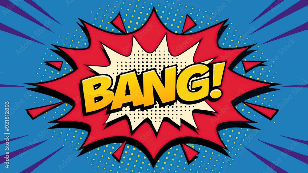 Vibrant comic book style explosion with bang text Vibrant comic book style explosion with bang text